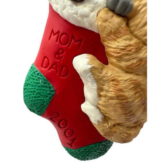 Hallmark Keepsake Ornament Mom & Dad Sculpted Cats In Stocking 2001 QX8462 - Picture 6 of 10